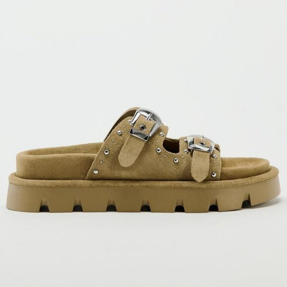 ZARA BUCKED SUEDE SANDALS (US 6 - 6.5, EUR 36-37) - Picture 1 of 5